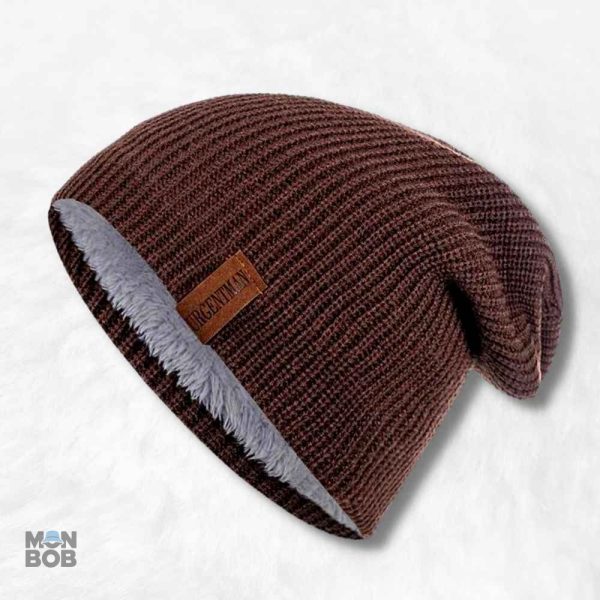 Bonnet long marron pour homme, accessoire tendance et chaud