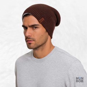 Bonnet homme marron, style décontracté et confortable