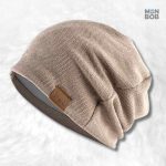 Bonnet long tombant beige pour femme