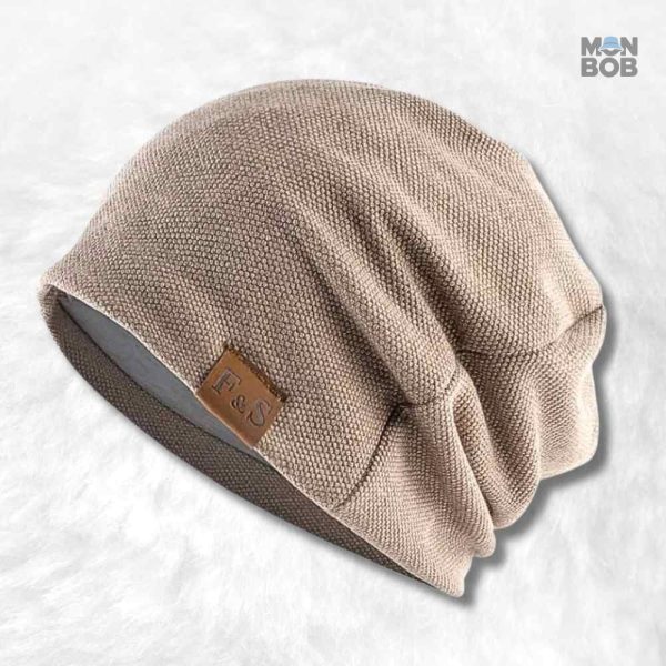 Bonnet long tombant beige pour femme