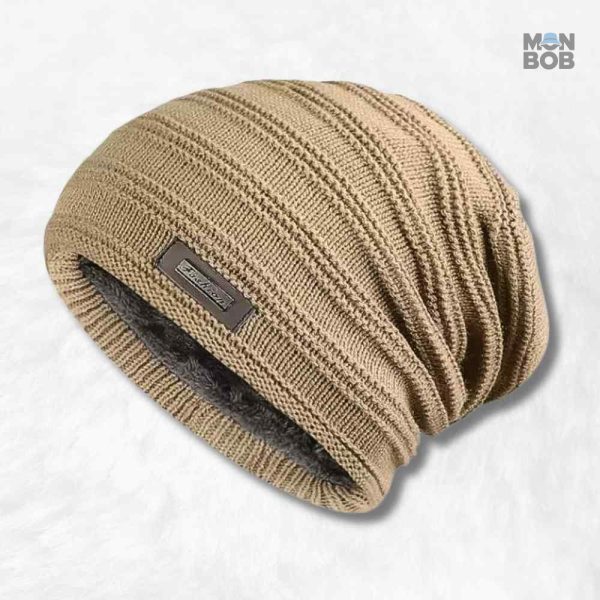 Bonnet long tricot beige