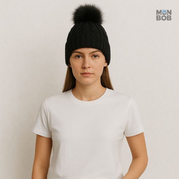 Bonnet femme noir, style chic et confortable pour l'hiver