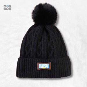 Bonnet noir avec pompon