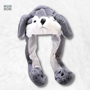 Bonnet loup avec oreilles animées en mouvement