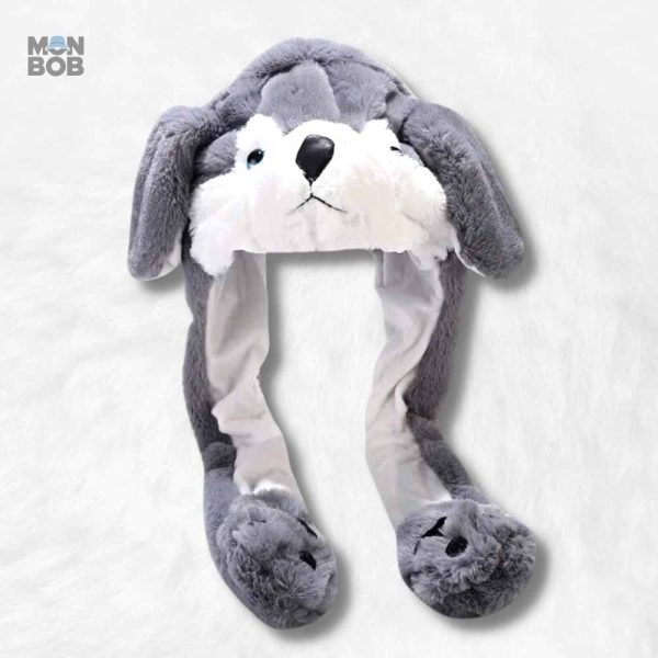 Bonnet loup avec oreilles animées en mouvement