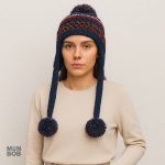 Accessoire en laine, bonnet péruvien bleu pour l'hiver