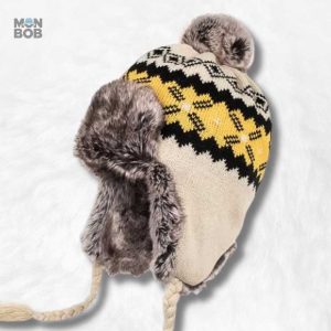 Bonnet péruvien beige avec fourrure douce