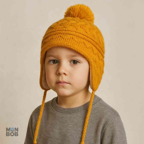 Accessoire enfant : bonnet péruvien jaune, confort et originalité