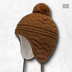 Bonnet péruvien marron pour enfant, style traditionnel