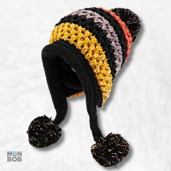 Bonnet Péruvien Noir, style traditionnel et élégant