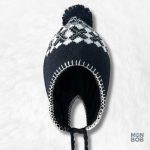 Bonnet péruvien bleu avec pompon