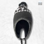 Bonnet péruvien gris avec pompon