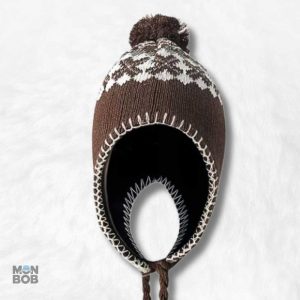 Bonnet péruvien marron avec pompon
