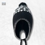 Bonnet péruvien noir avec pompon élégant