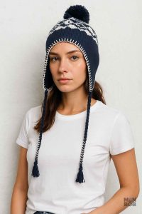 Bonnet à pompon noir pour un style décontracté