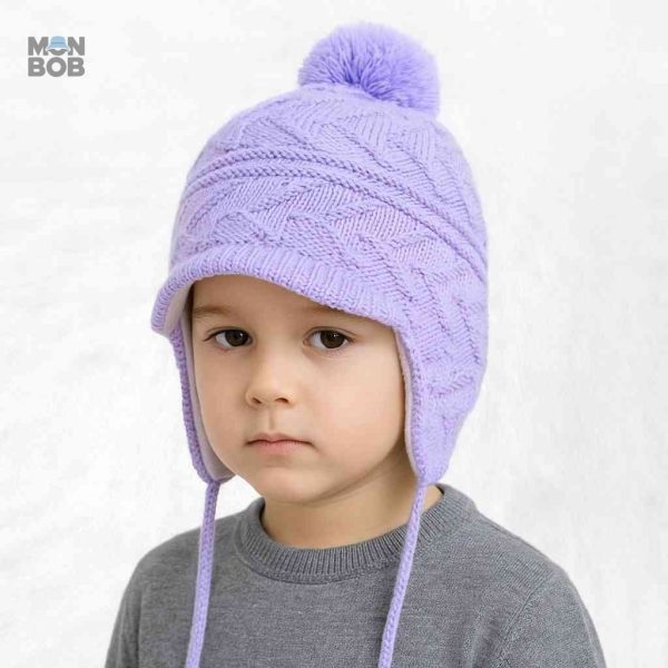 Bonnet pour enfant, style péruvien, couleur violette