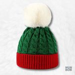 Bonnet Rouge et Vert avec Pompon, accessoire tendance