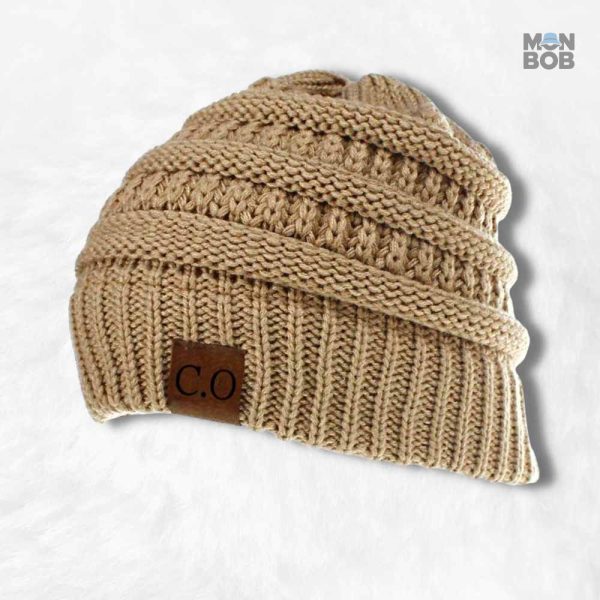 Bonnet Queue de Cheval Beige élégant et pratique