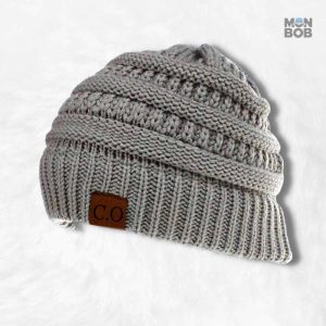 Bonnet Queue de Cheval Gris élégant et pratique