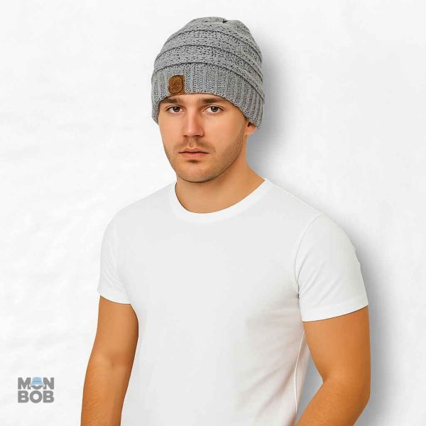 Bonnet gris pour coiffure de queue de cheval