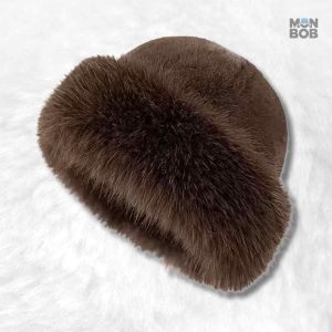 Bonnet Russe Femme Marron en fourrure élégante