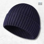 Bonnet tricot bleu nuit en laine douce