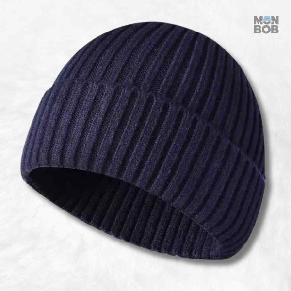 bonnet-tricot-bleu-nuit-1 Bonnet tricot bleu nuit en laine douce