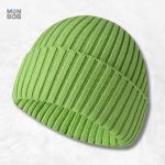 Bonnet tricot vert en laine douce et chaude