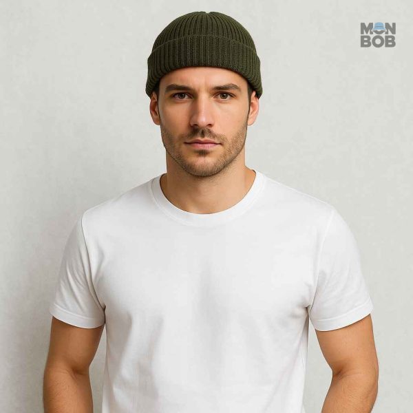 Bonnet homme en vert, idéal pour l'automne et l'hiver