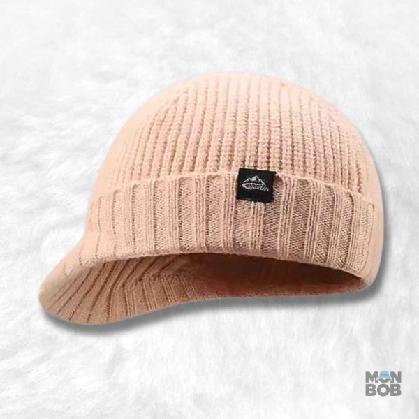 Bonnet beige à visière courte, style décontracté