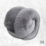 Cache oreille fourrure gris doux et chaud pour l'hiver