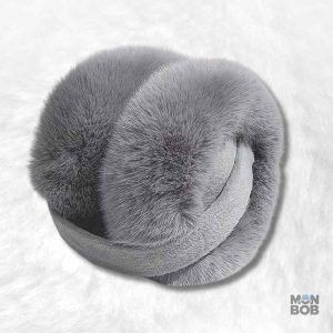 Cache oreille fourrure gris doux et chaud pour l'hiver
