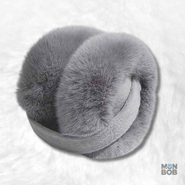 Cache oreille fourrure gris doux et chaud pour l'hiver