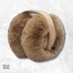Cache oreille marron en fourrure, style douillet