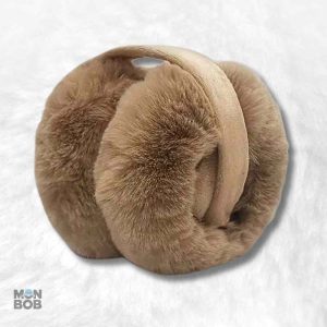 Cache oreille marron en fourrure, style douillet