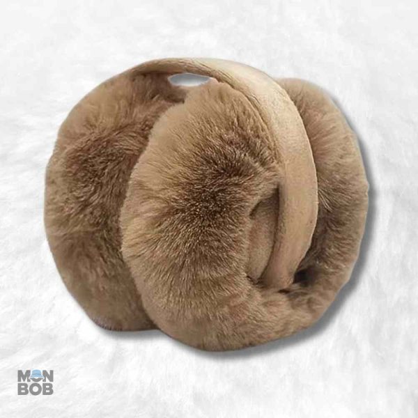 Cache oreille marron en fourrure, style douillet