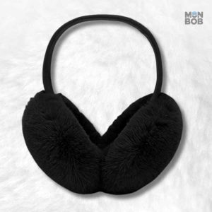 Cache oreille en fourrure noire élégante et confortable
