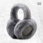 Cache oreille hiver femme gris élégant et chaud