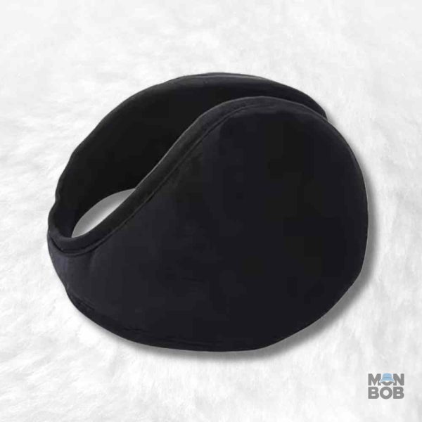 Cache oreille homme noir en tissu doux et confortable