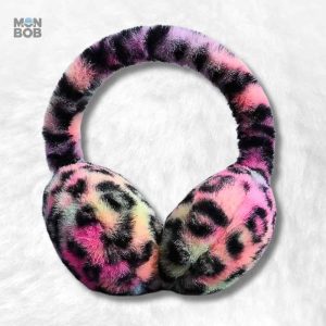 Cache oreille léopard rose en fourrure douce et tendance