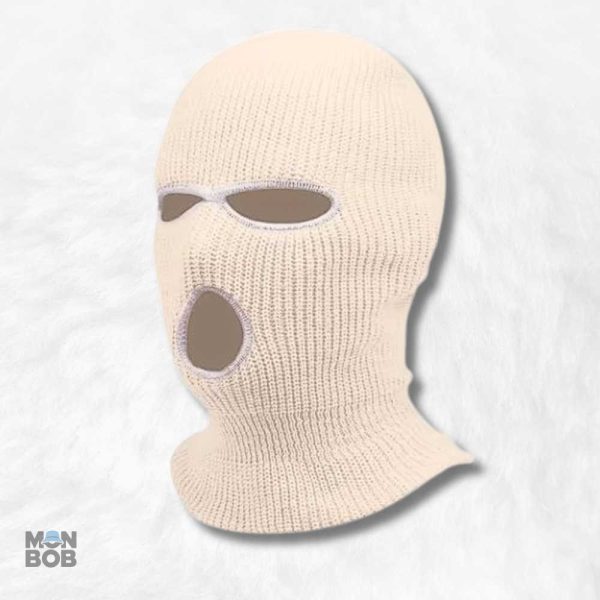 Cagoule beige 3 trous, idéale pour le froid et la protection