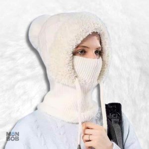 Bonnet femme blanc, idéal pour l'hiver et les activités extérieures