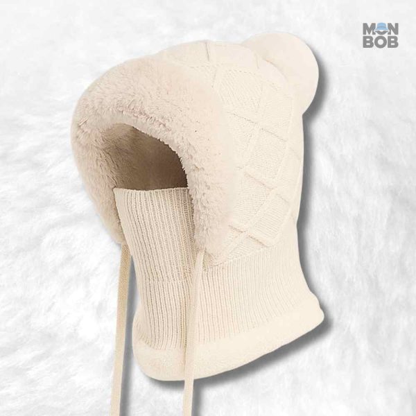Cagoule bonnet femme crème pour un look tendance et chaud