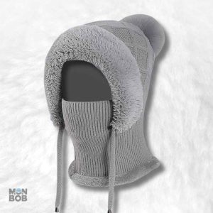 Cagoule bonnet femme gris élégant pour l'hiver