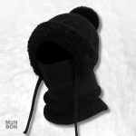 Cagoule bonnet femme noir, accessoire tendance pour l'hiver