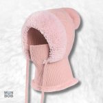 Cagoule Bonnet Femme rose en tissu doux et confortable