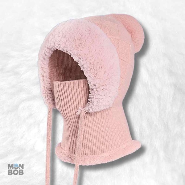 Cagoule Bonnet Femme rose en tissu doux et confortable