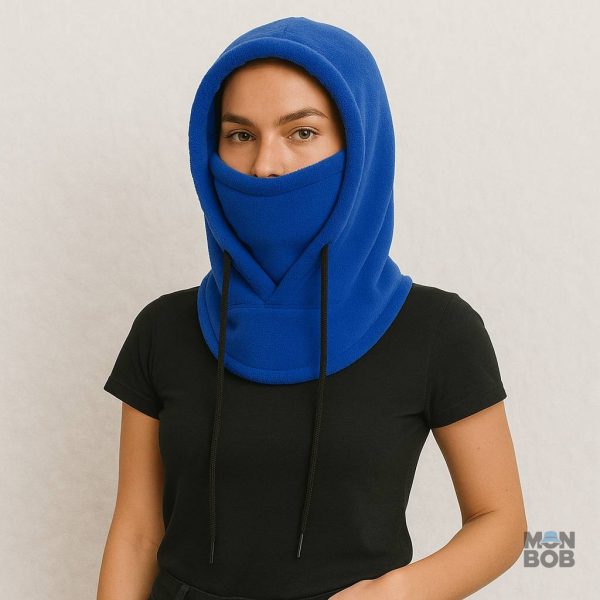 Cagoule bleue avec capuche, idéale pour le plein air