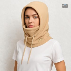 Cagoule ski beige, protection et confort en extérieur