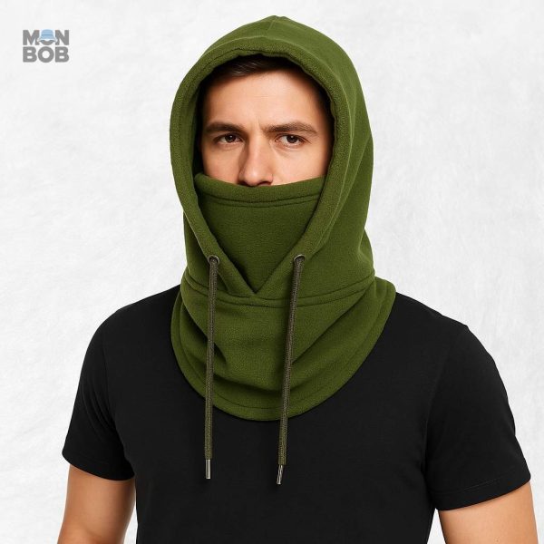 Cagoule verte avec capuche pour activités extérieures